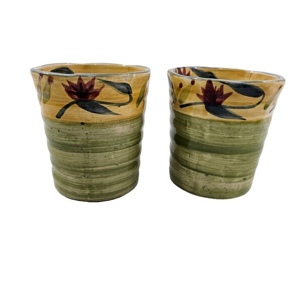 Pier 1 Cup ELIZABETH Hand Painted Stoneware Large 16 Oz Cups – Set of 2 - Picture 13 of 16